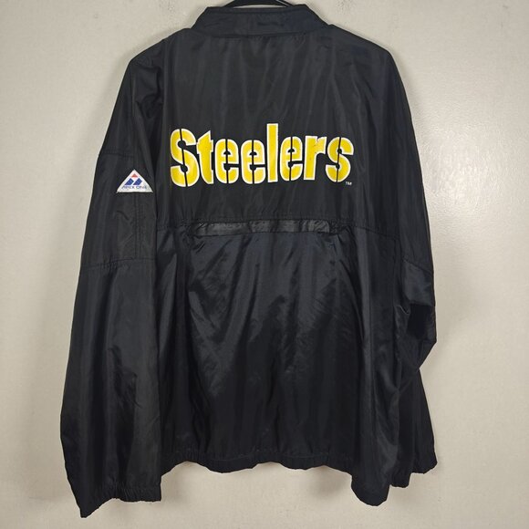 Vintage Pittsburgh Steelers Apex One NFL Black Windbreaker Jacket Size XL - Picture 2 of 9